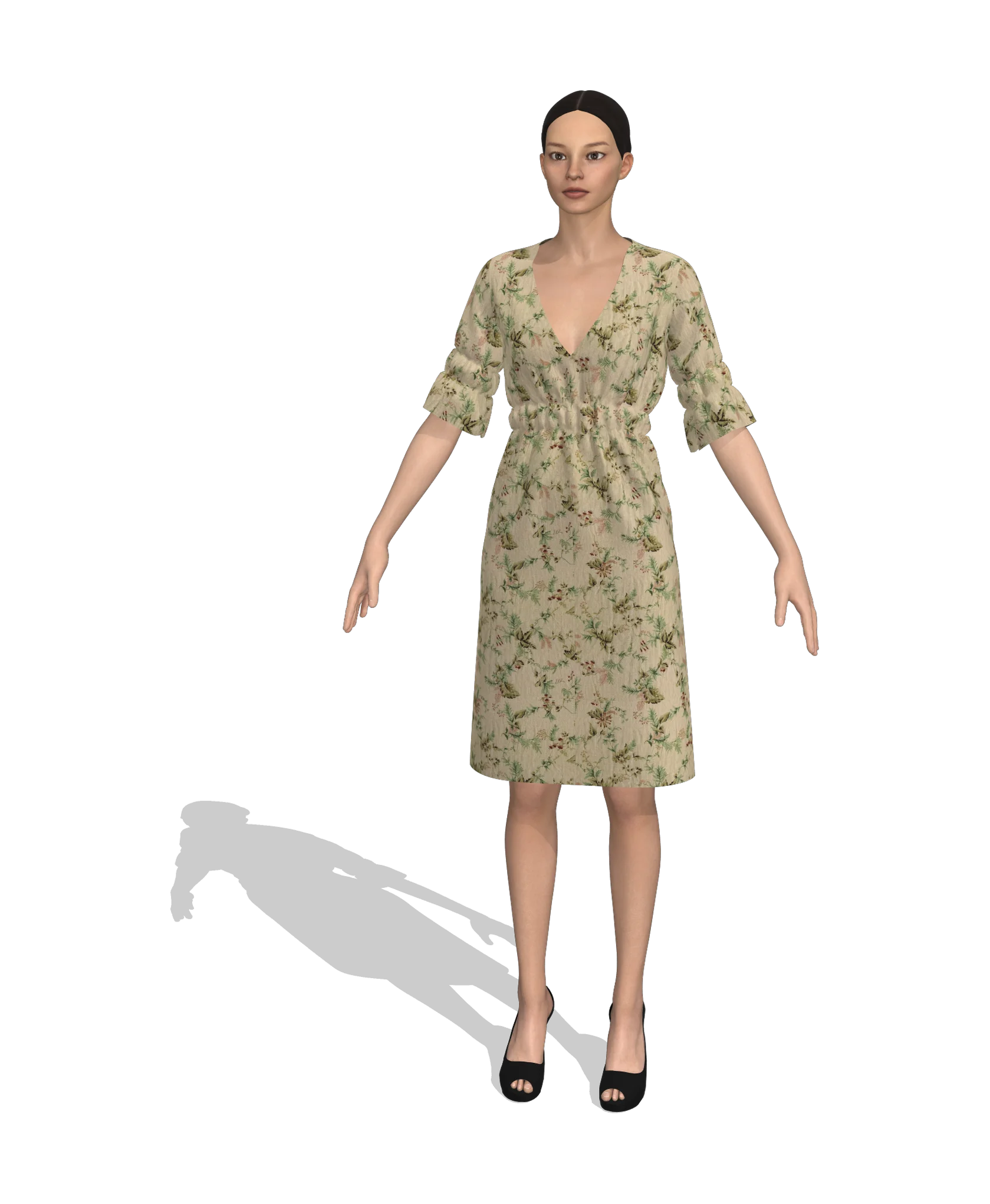 KDscion p111 half sleeve elastic shift dress
